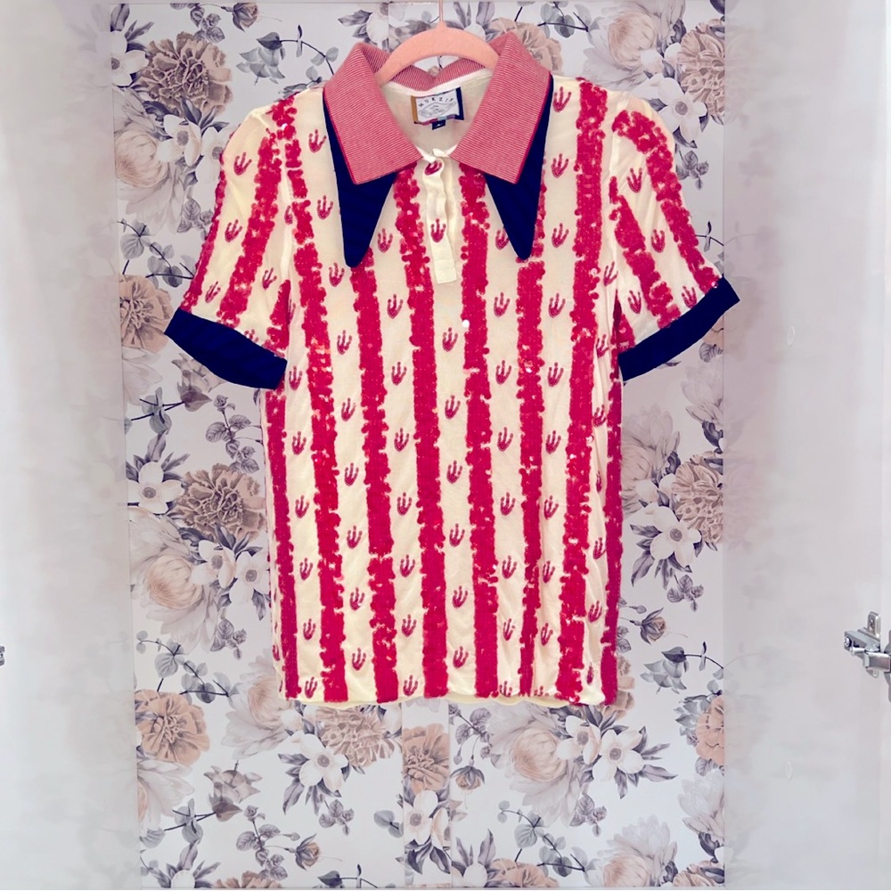 Mukzin Red and Blue Sequin Shirt